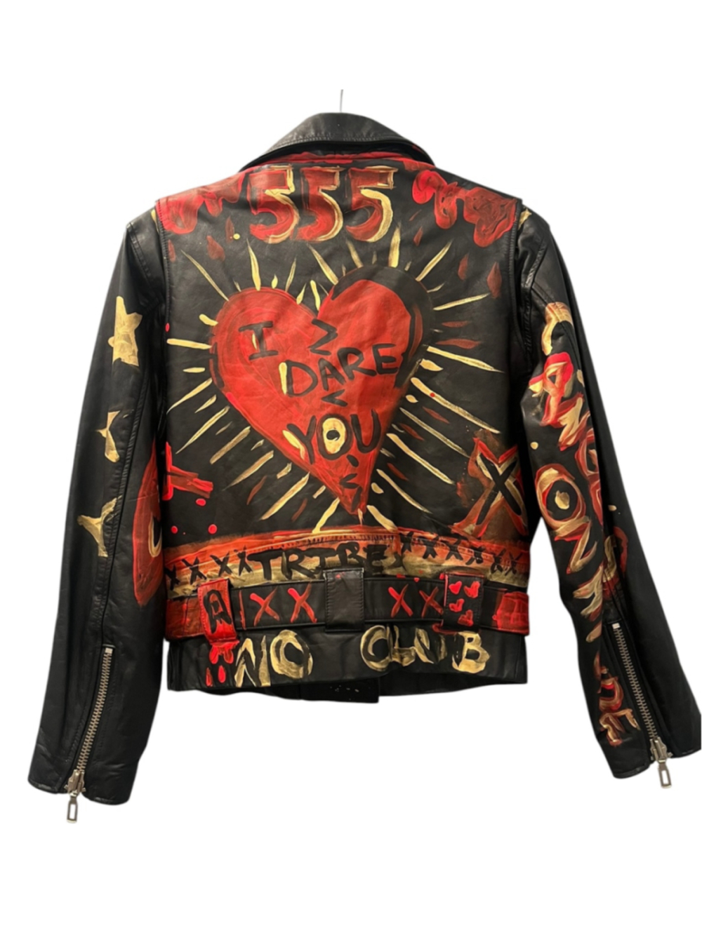 Vintage 90s Virginia Slims Custom Hand Painted Leather Motorcycle Jacket Punk S